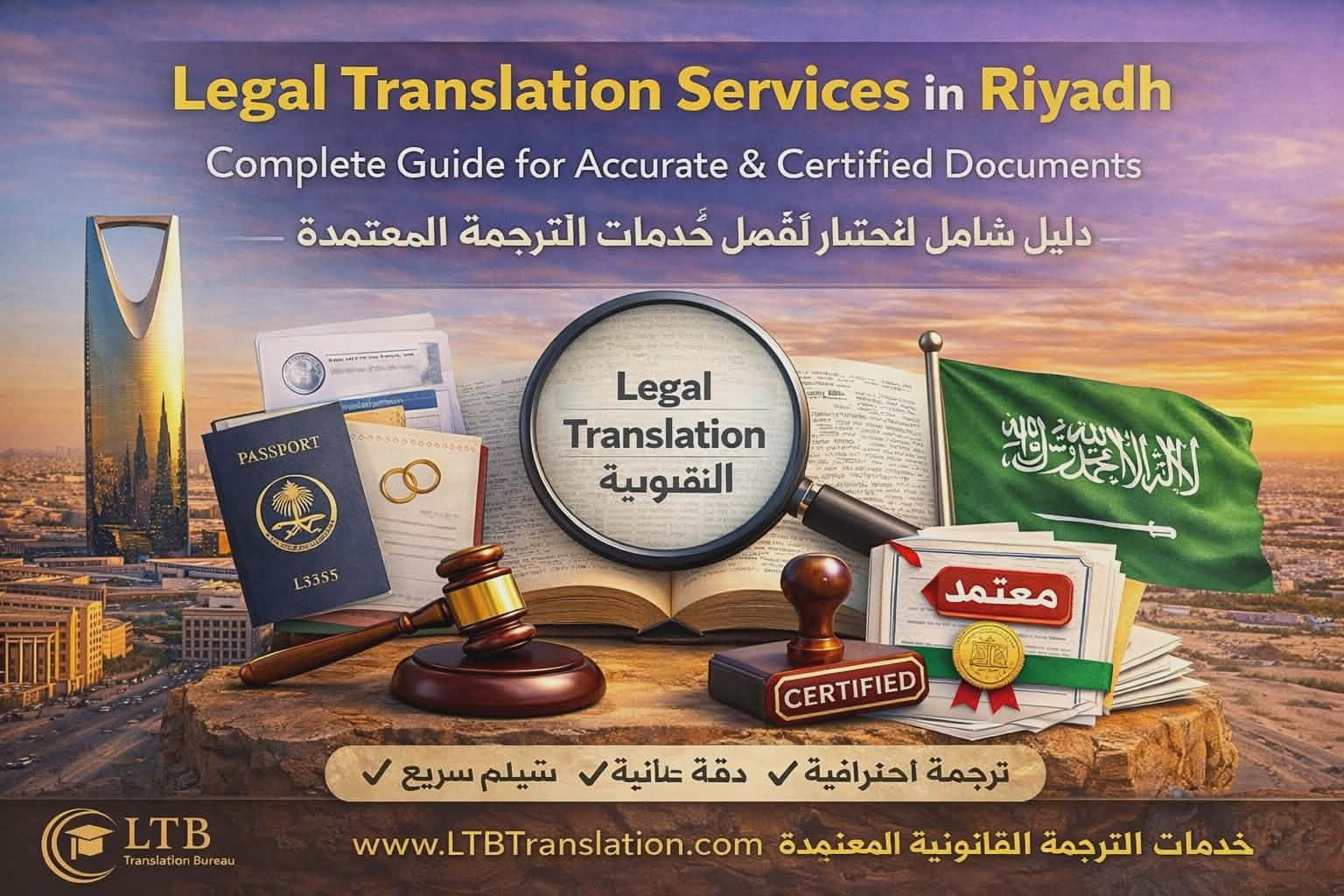 خدمات الترجمة القانونية في الرياض: دليل شامل لاختيار أفضل خدمات الترجمة المعتمدة